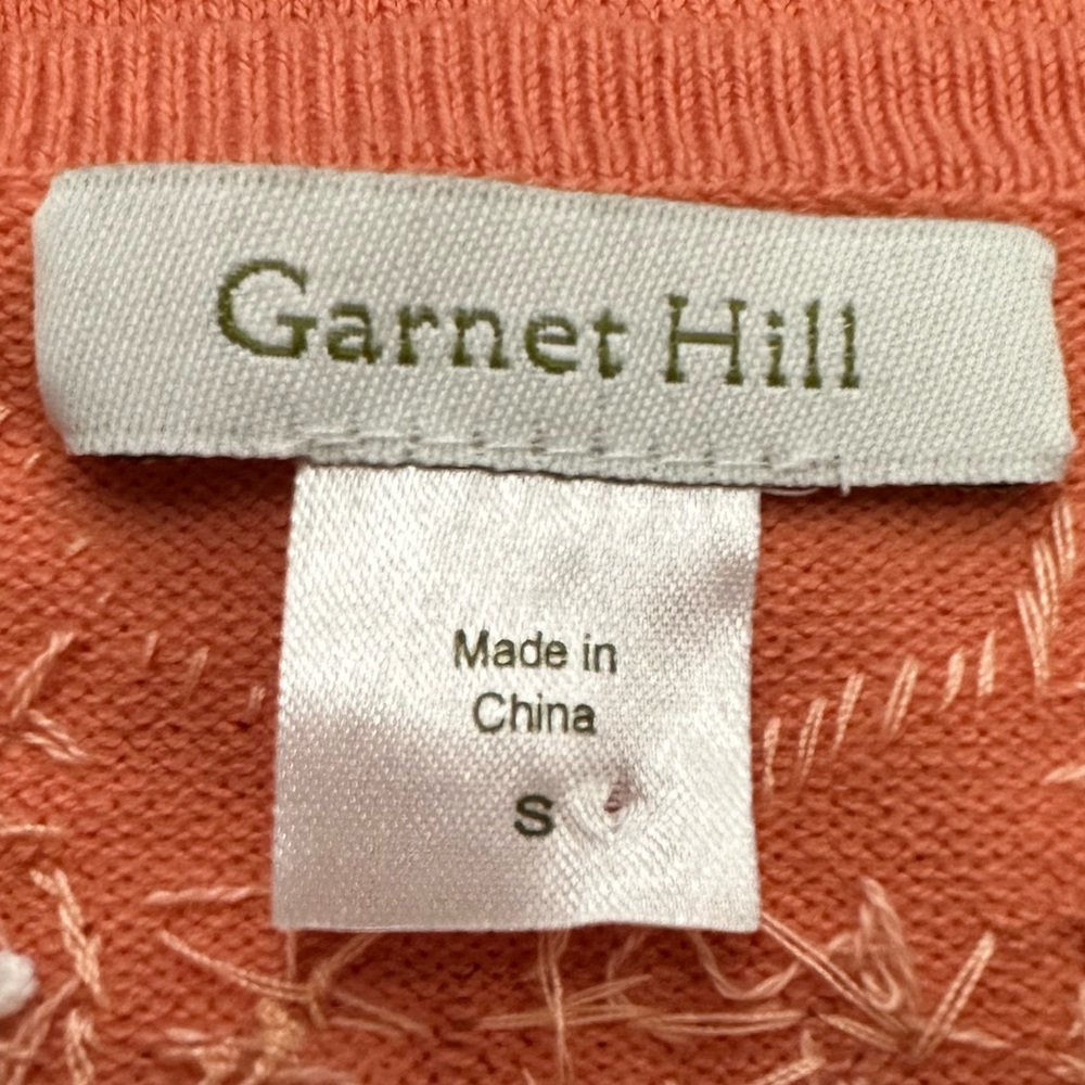 Garnet Hill Size Small Hand Beaded Embellished Floral Orange Cardigan Sweater - Picture 11 of 13